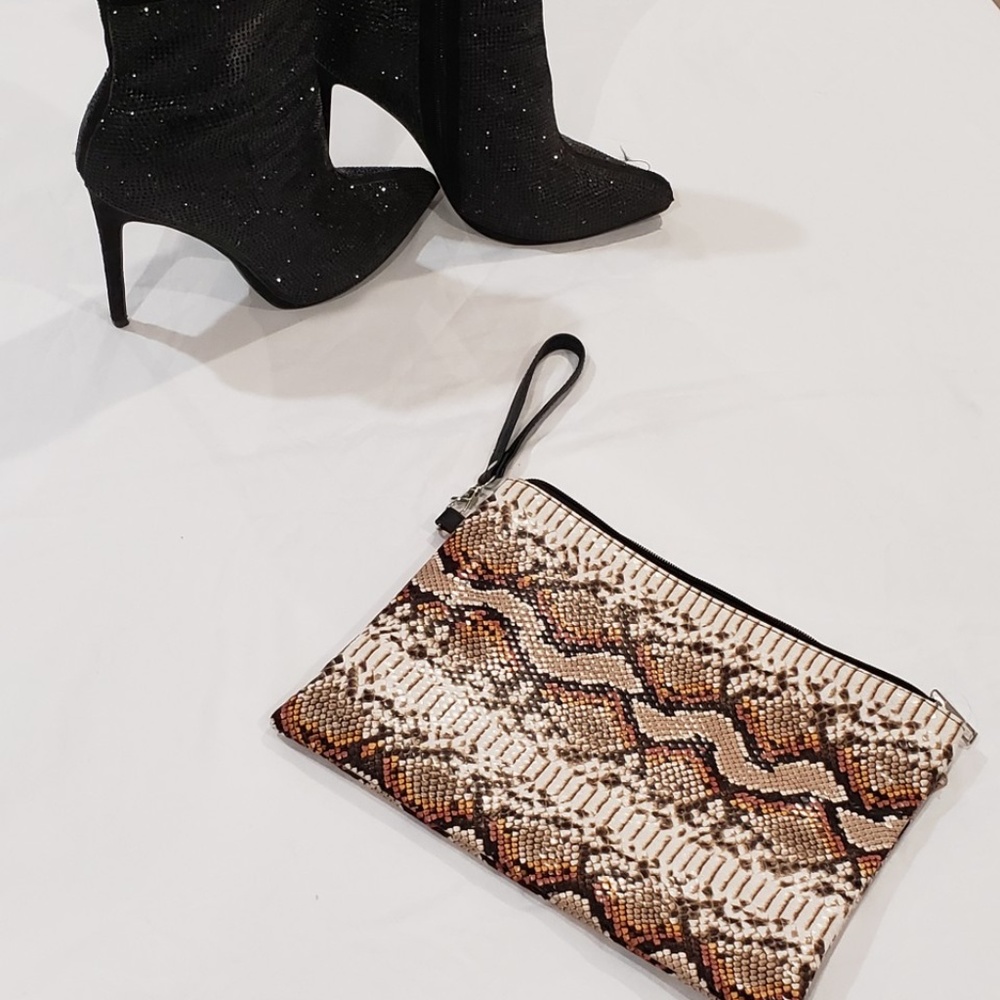 Snake Print Pouch with wristlet